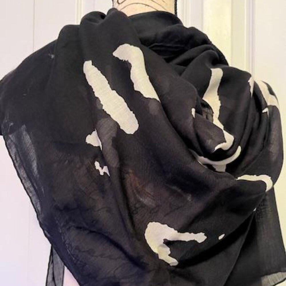 Givenchy Paris Black Logo Address Square Scarf NWOT Retail $495 - Picture 3 of 6